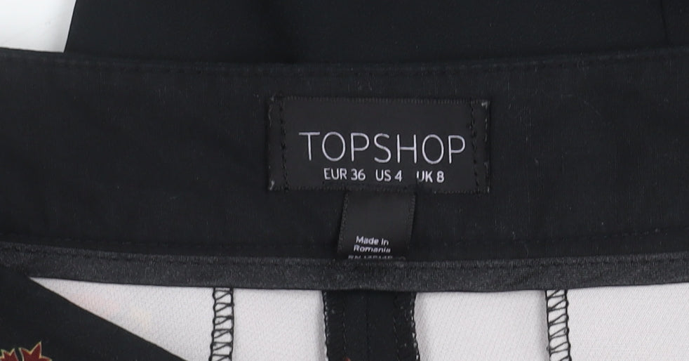 Womens UK Size 8 Topshop Regular Fit Casual Black Trousers