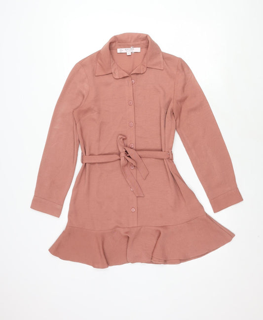 Miss Selfridge Women Pink Shirt Dress UK 8 Petites