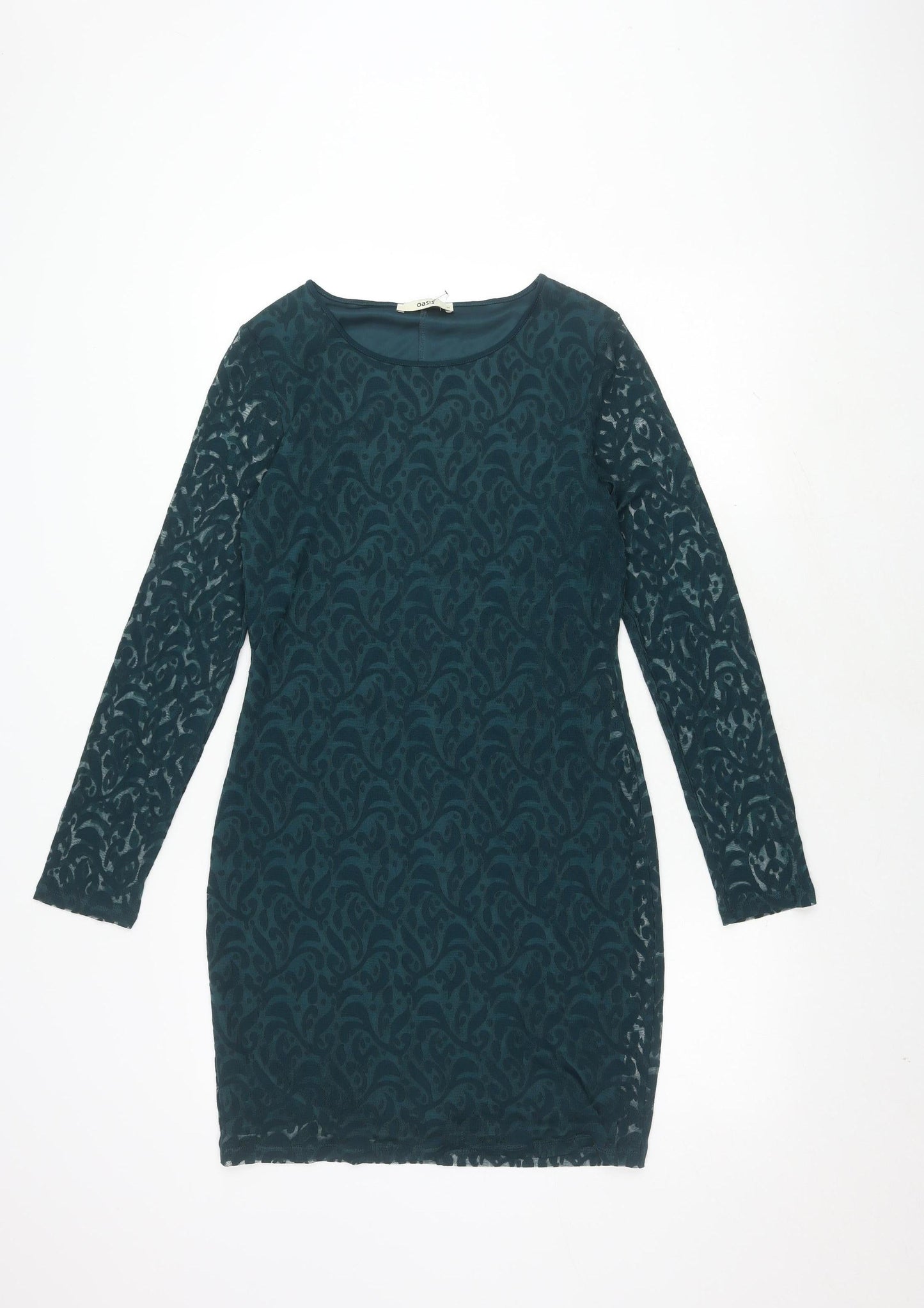 Oasis Women's Green Long Sleeve Dress - M