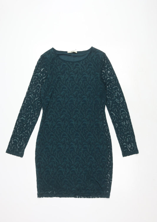 Oasis Women's Green Long Sleeve Dress - M