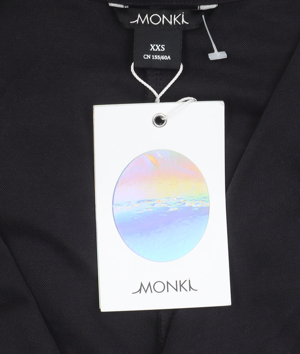 Monki Women's Black Long Sleeve Jumpsuit 2XS Wide-Leg