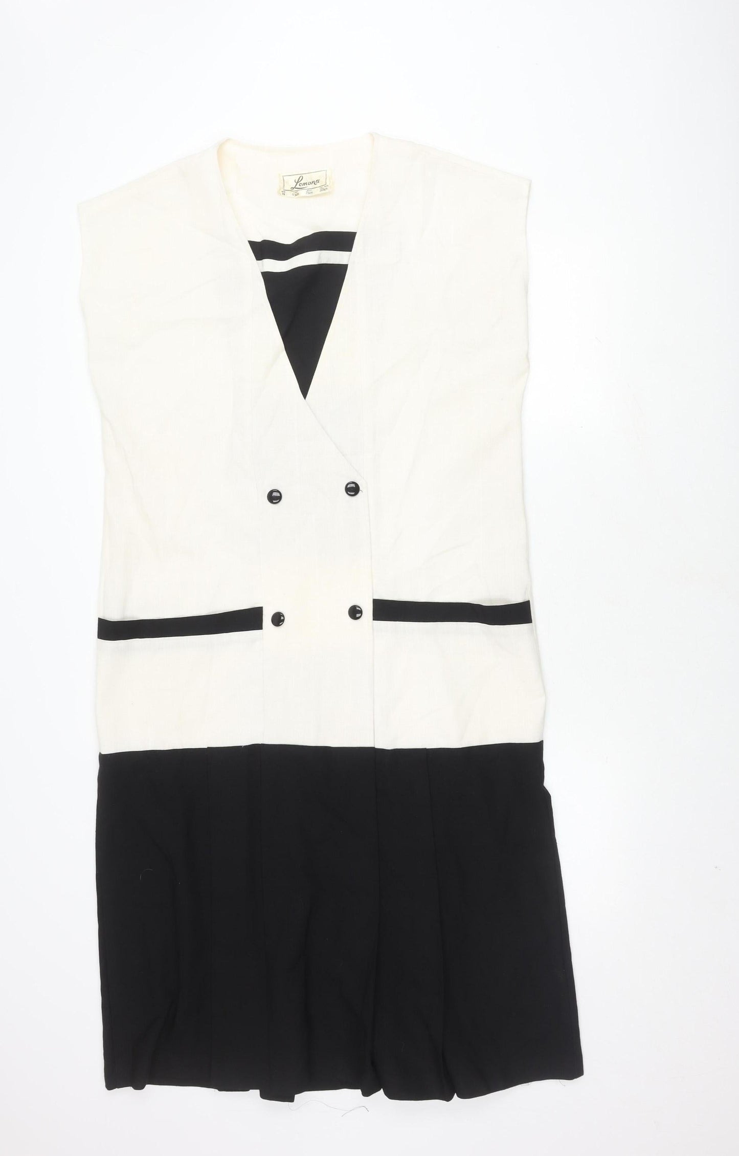 Lemona Women's Ivory Black Colourblock Dress Size 16