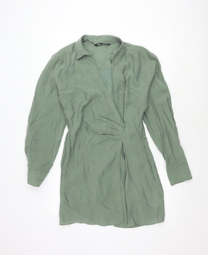 Zara Women's Green Shirt Dress, Size L, Polyester
