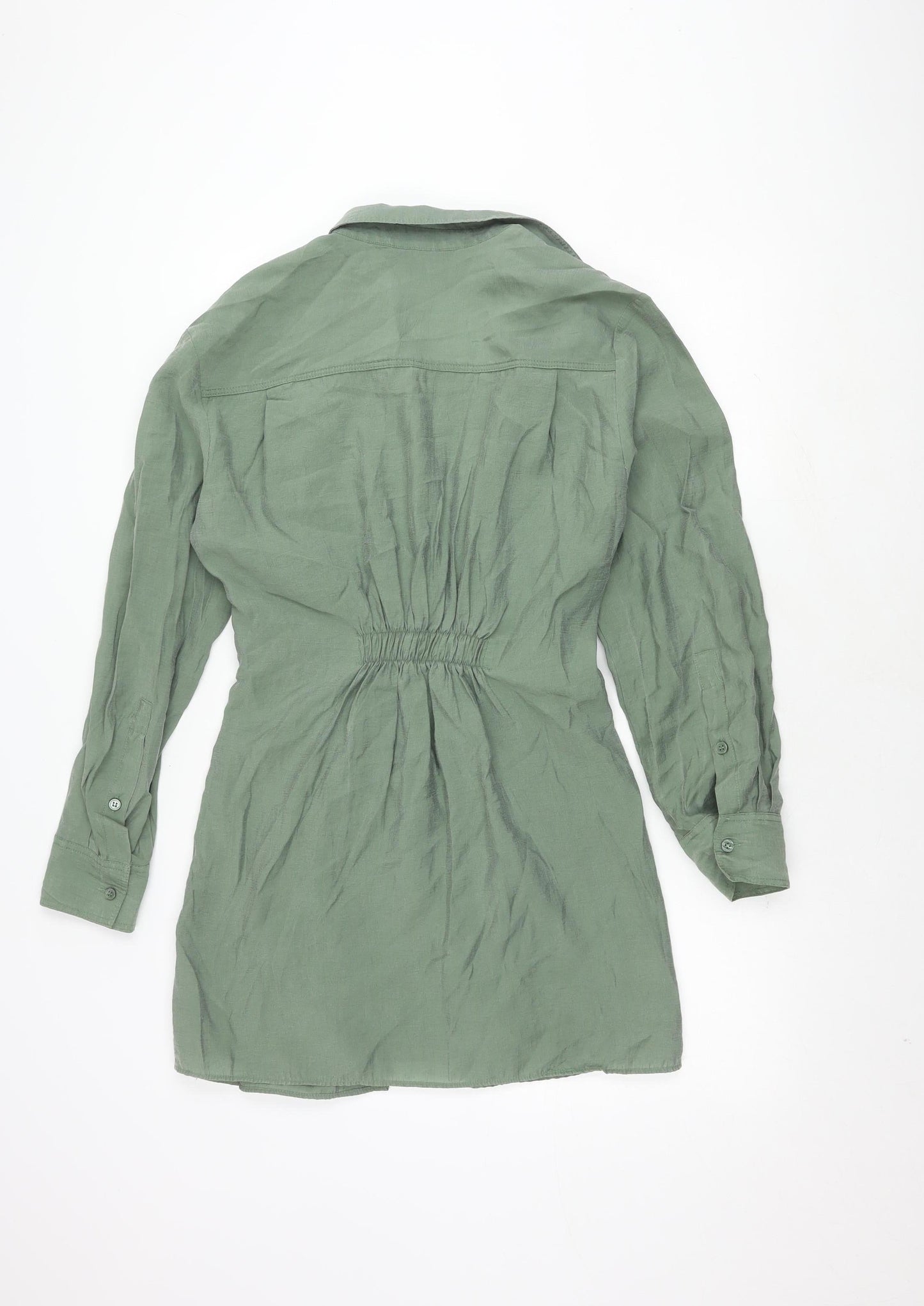 Zara Women's Green Shirt Dress, Size L, Polyester