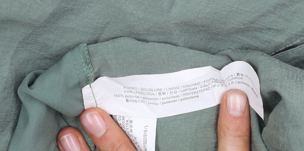 Zara Women's Green Shirt Dress, Size L, Polyester