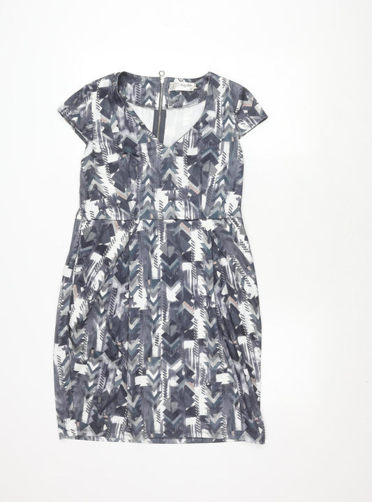 Voulez Vous Grey Geometric Bodycon Dress 14