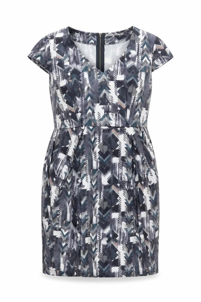 Voulez Vous Grey Geometric Bodycon Dress 14