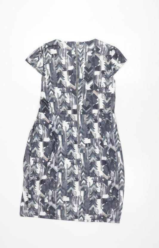 Voulez Vous Grey Geometric Bodycon Dress 14