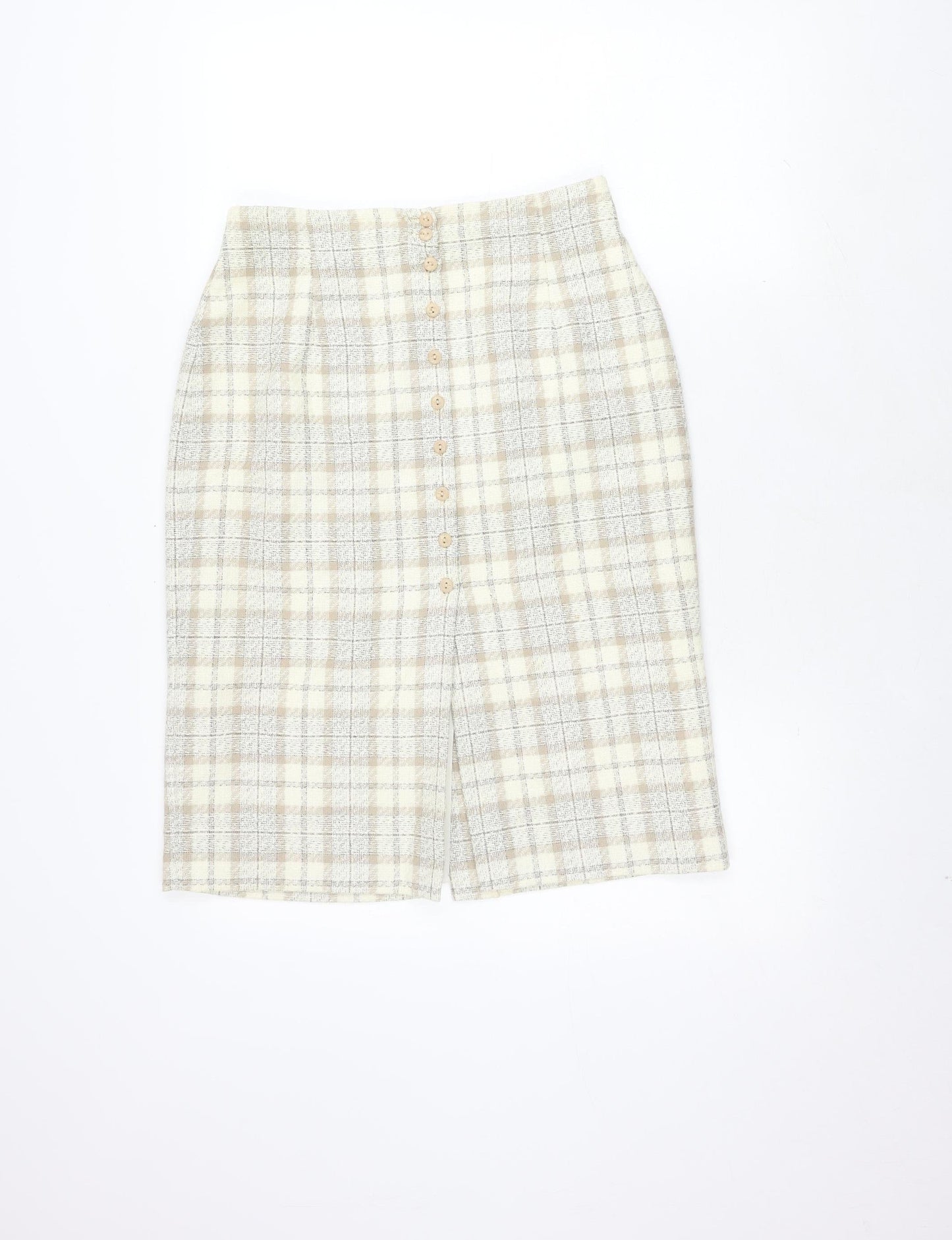 Marks and Spencer Women's Ivory Check Skirt Size 12