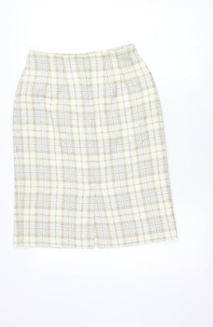 Marks and Spencer Women's Ivory Check Skirt Size 12