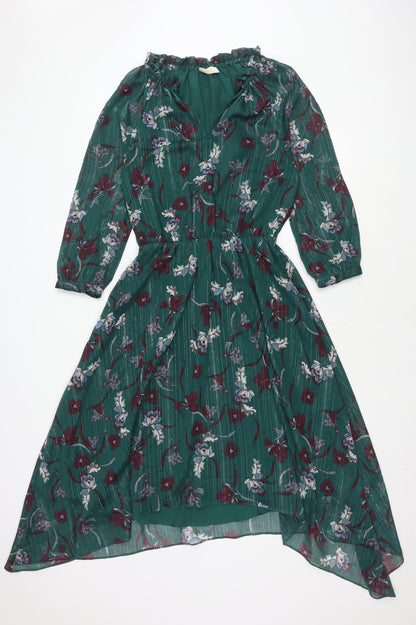 Hush Women's Green Floral Dress Size 8 Long Sleeve Lined