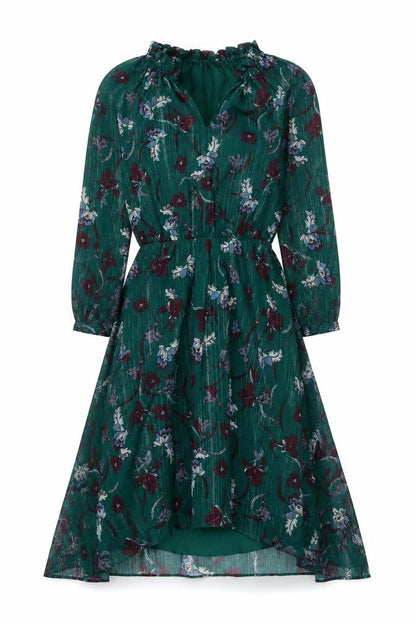 Hush Women's Green Floral Dress Size 8 Long Sleeve Lined