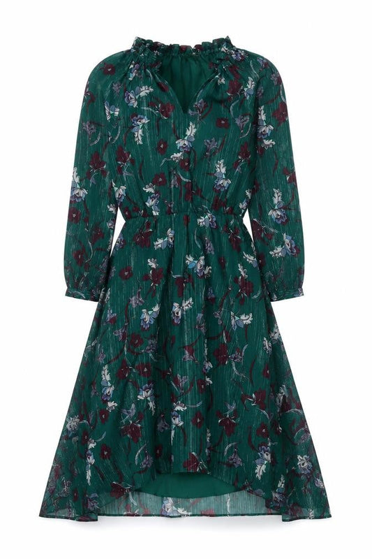 Hush Women's Green Floral Dress Size 8 Long Sleeve Lined