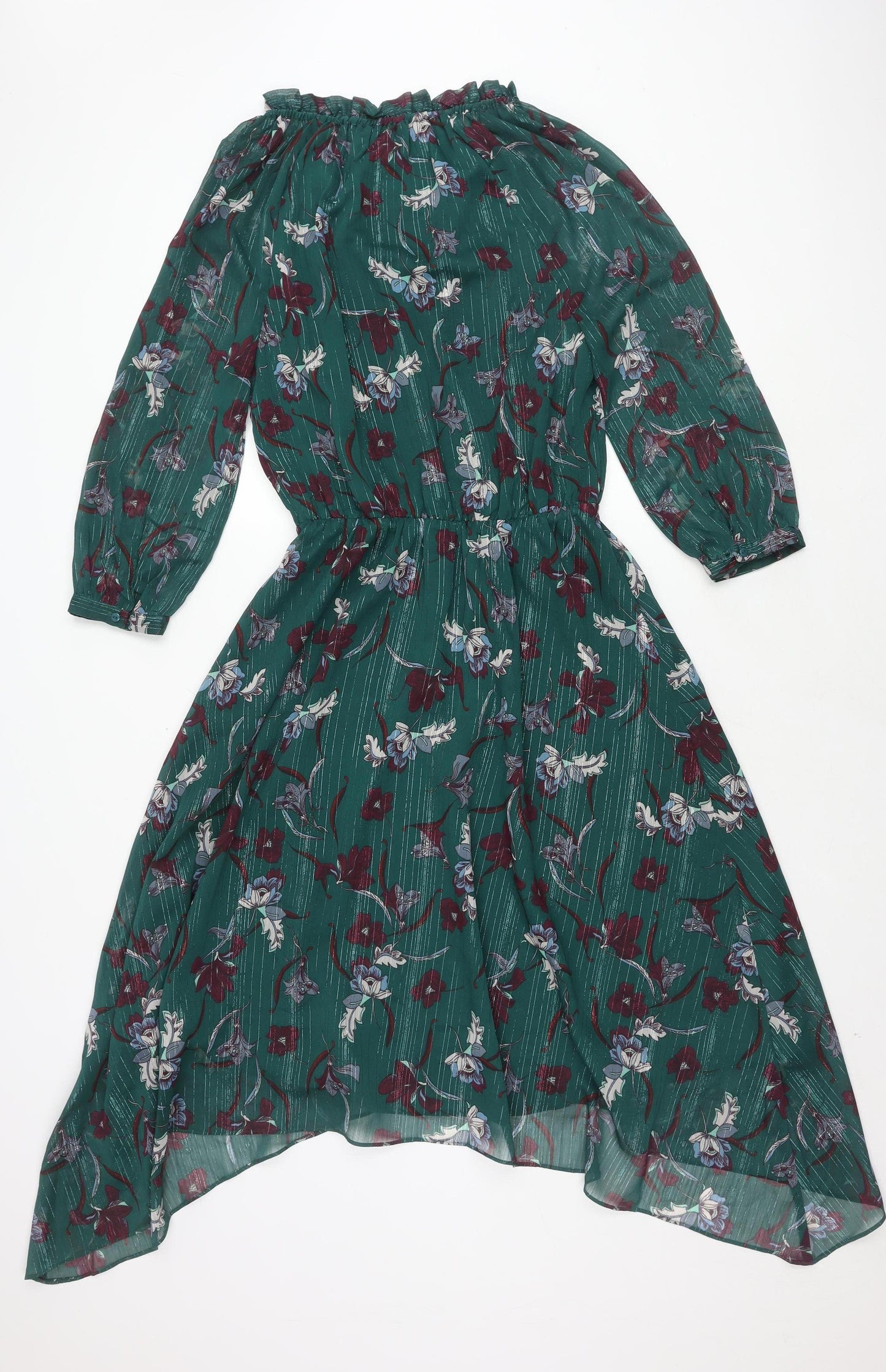 Hush Women's Green Floral Dress Size 8 Long Sleeve Lined