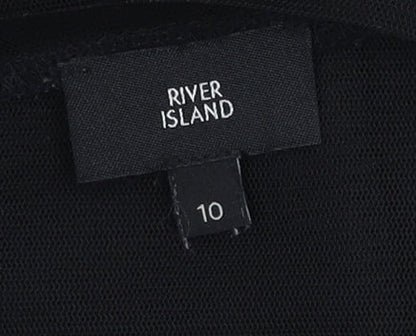 River Island Women's Black Embroidered Dress Size 10