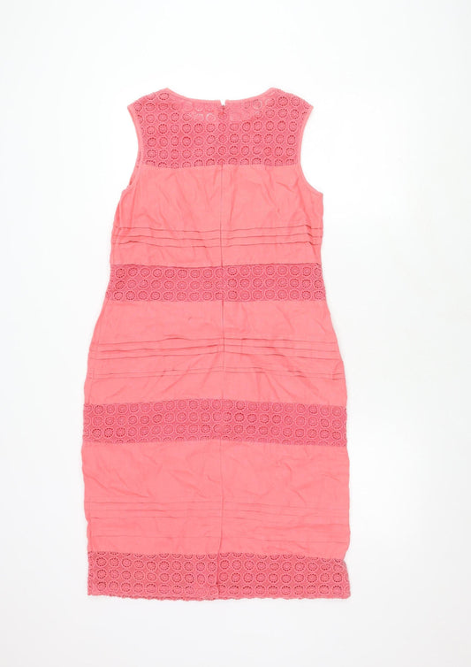 Monsoon Women's Pink Sleeveless Linen Dress Size 10