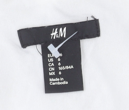 H&M Women's White Geometric V-Neck Dress Size 8