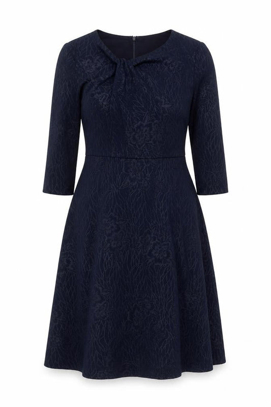 Front view of Kaliko Black Long Sleeve Dress, size 10, Floral, Elegant