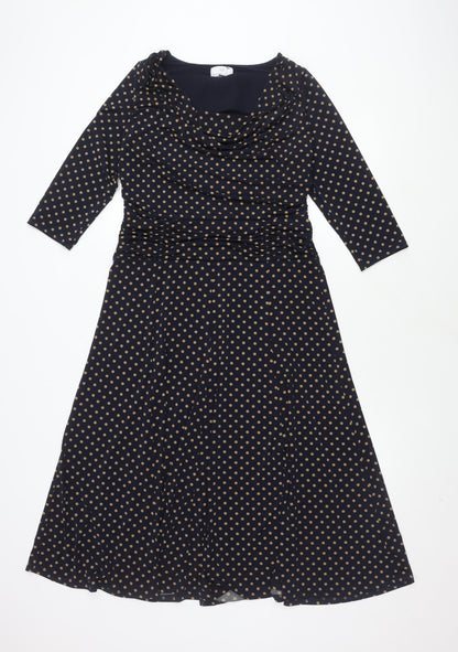Heather Valley Women's Blue Polka Dot Dress 12