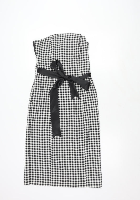 Next Women's Black White Check Strapless Dress Size 12
