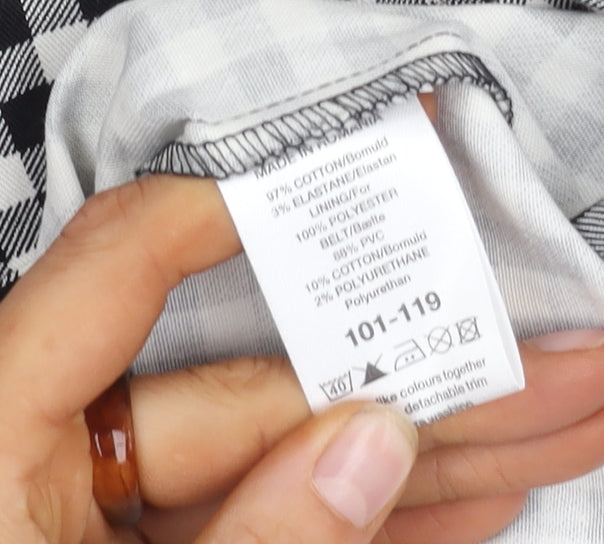 Next Women's Black White Check Strapless Dress Size 12