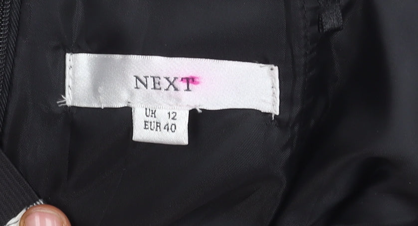 Next Women's Black White Check Strapless Dress Size 12