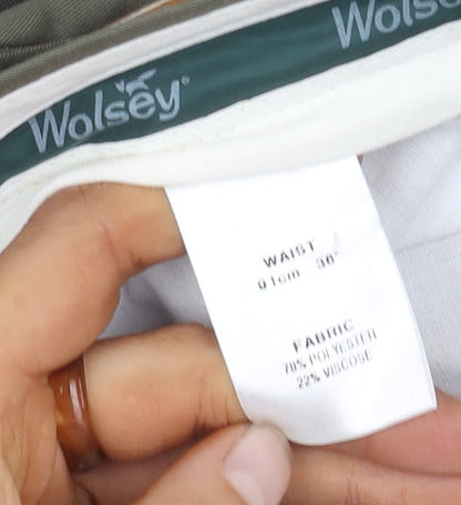 Wolsey Green Men's Chino Shorts, 30 in, Belted, Pleated