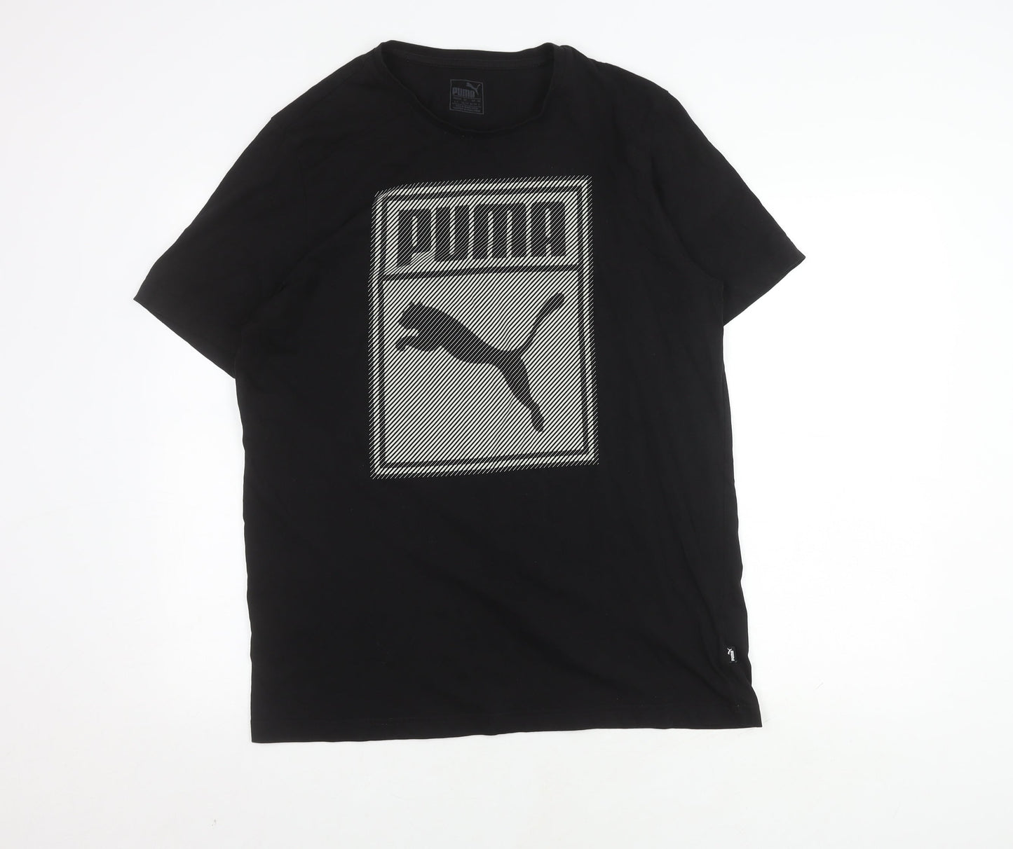 Puma Men's Black Graphic Sports T-Shirt, Size L