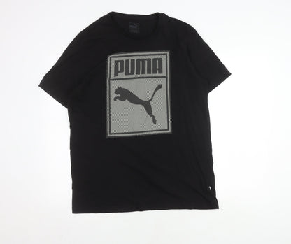 Puma Men's Black Graphic Sports T-Shirt, Size L