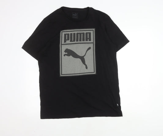 Puma Men's Black Graphic Sports T-Shirt, Size L