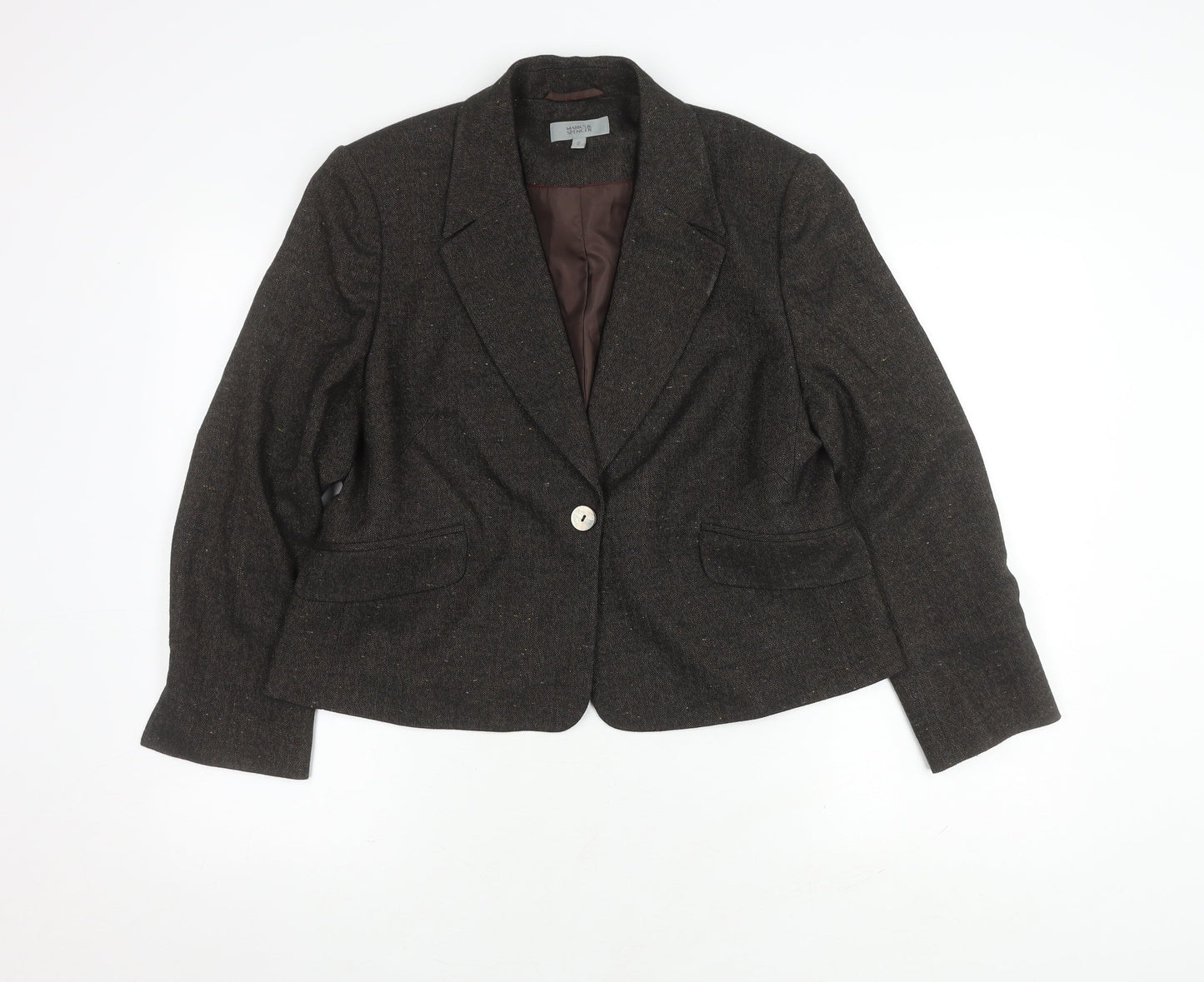 Marks and Spencer Women's Petite Blazer, Size 16, Brown