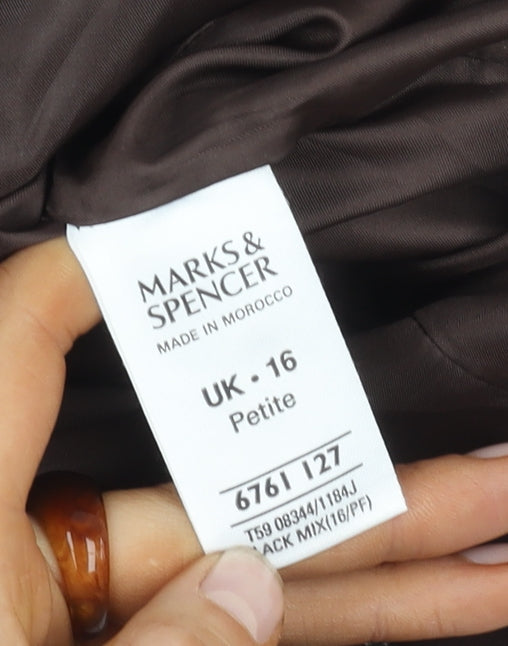 Marks and Spencer Women's Petite Blazer, Size 16, Brown