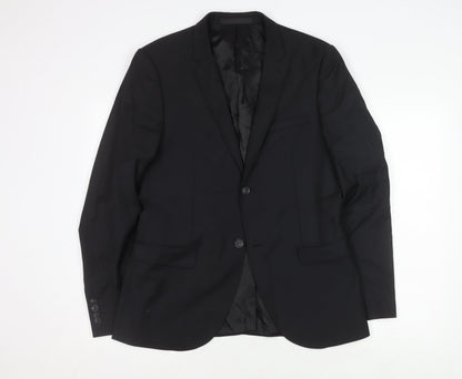 Mens UK Size 40 Topman Regular Black Suit Jacket