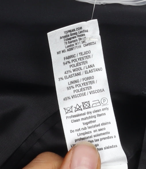 Mens UK Size 40 Topman Regular Black Suit Jacket