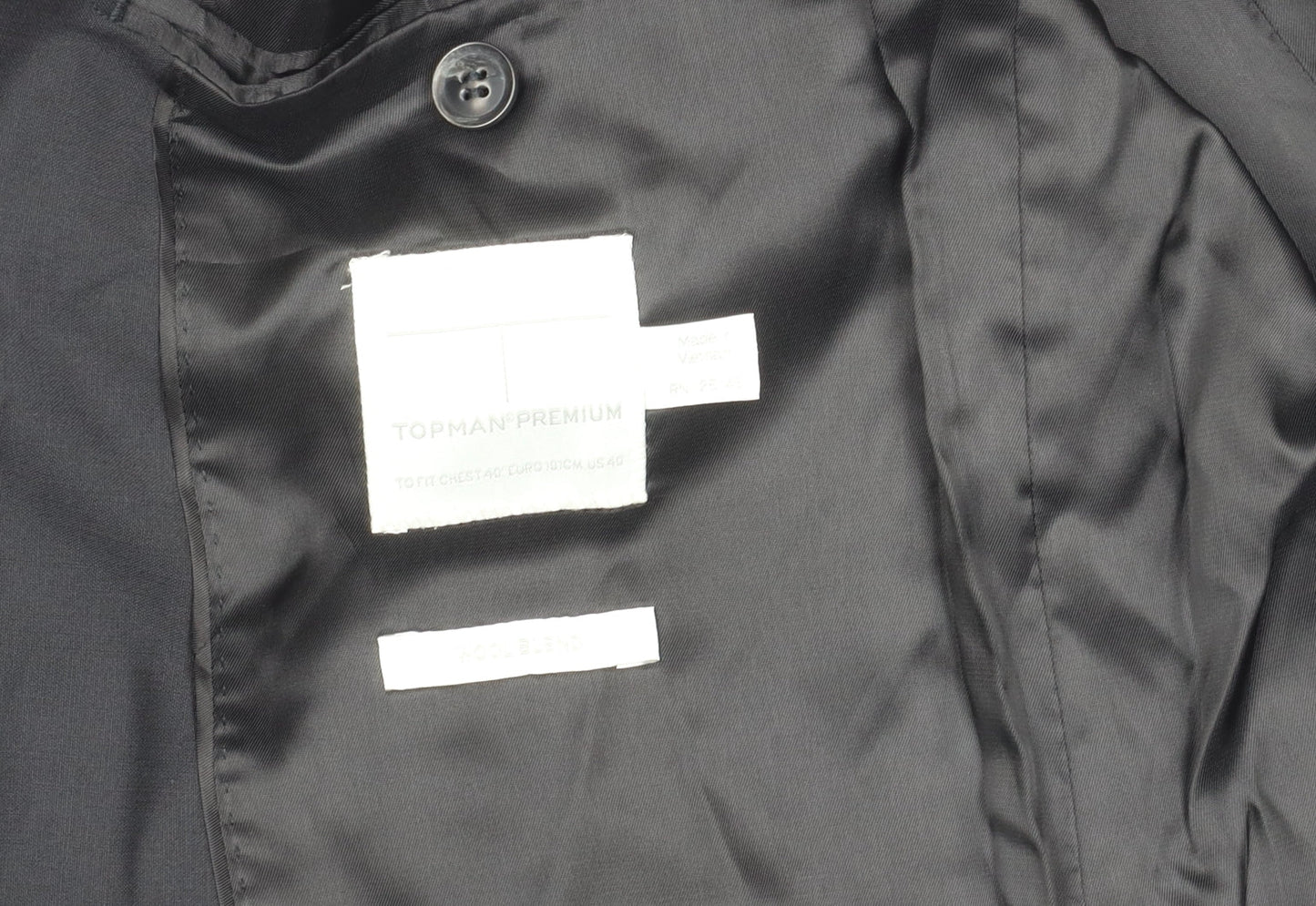 Mens UK Size 40 Topman Regular Black Suit Jacket