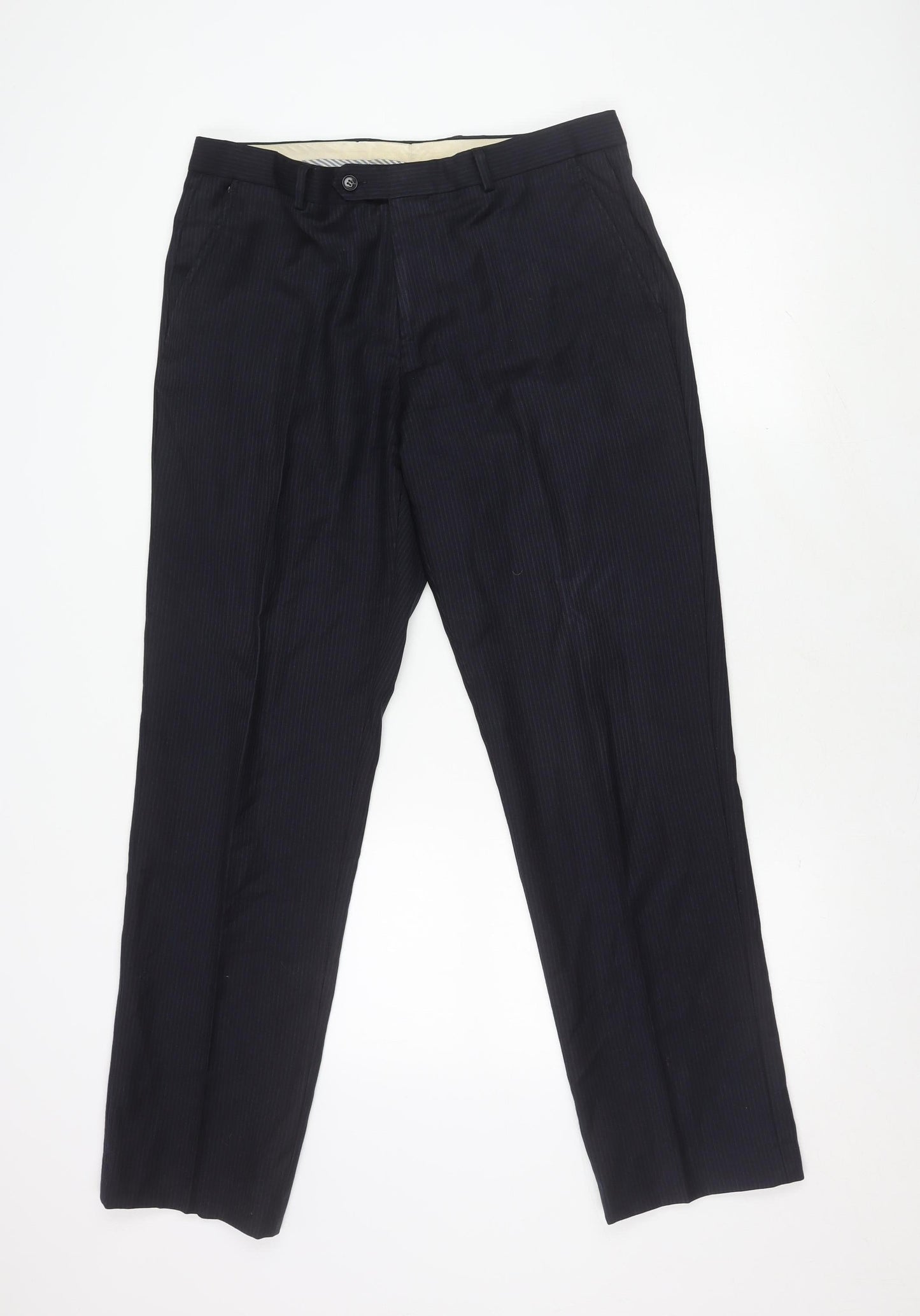 John Lewis Men's Black Wool Trousers - Size 34