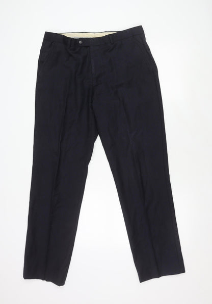 John Lewis Men's Black Wool Trousers - Size 34