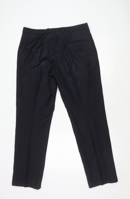John Lewis Men's Black Wool Trousers - Size 34