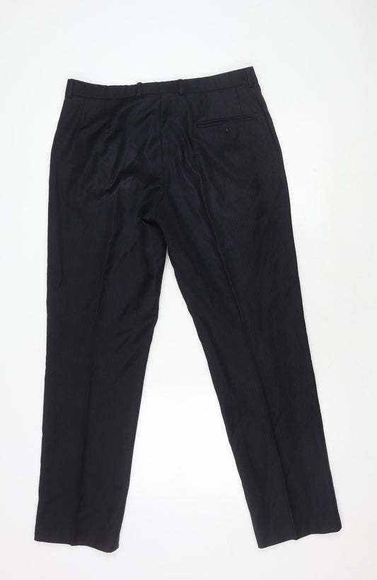 John Lewis Men's Black Wool Trousers - Size 34