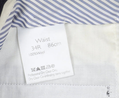 John Lewis Men's Black Wool Trousers - Size 34