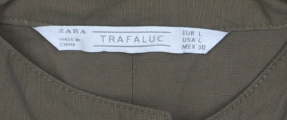 Zara Women's Brown Military Jacket L Size, Buttoned Casual