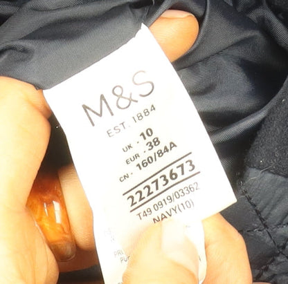 Marks and Spencer Women's Navy Quilted Coat Size 10