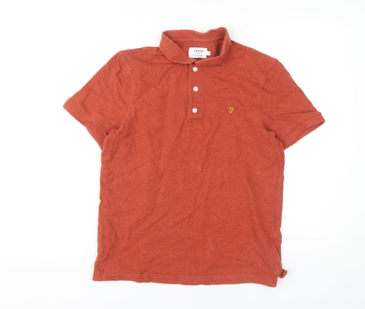 Farah Men's Orange Polo Shirt M Short Sleeve Cotton