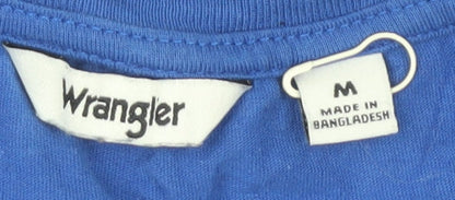 Wrangler Women's Blue Crew Neck T-Shirt - Medium