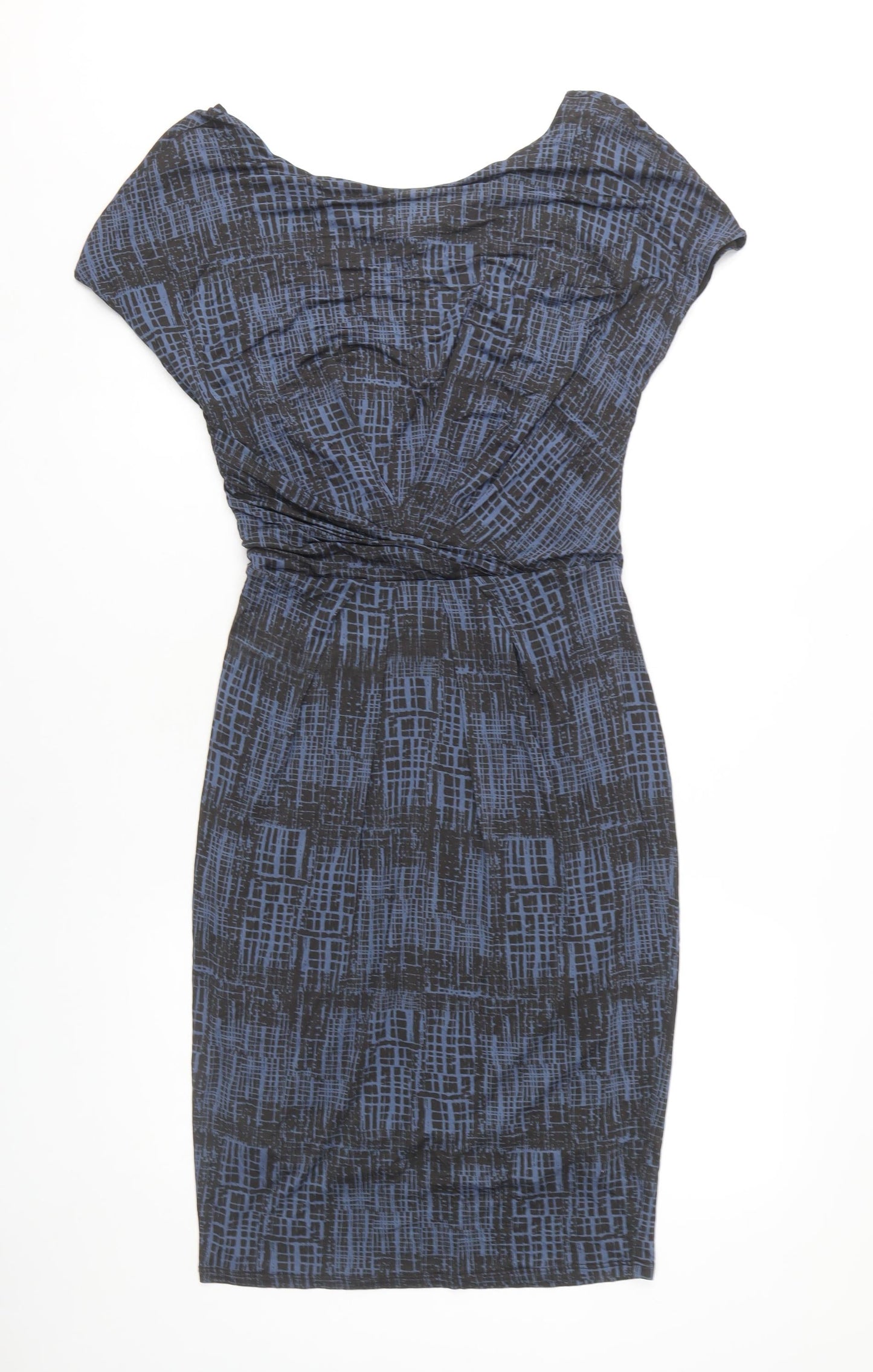 Max Mara Women’s Blue Sheath Dress Geometric Size 18