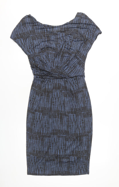 Max Mara Women’s Blue Sheath Dress Geometric Size 18