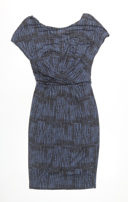 Max Mara Women’s Blue Sheath Dress Geometric Size 18