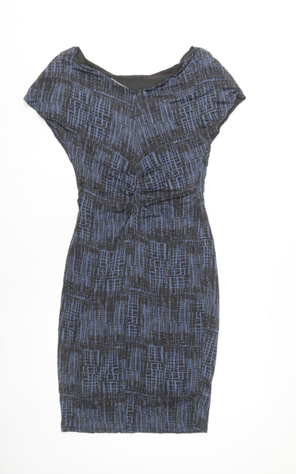 Max Mara Women’s Blue Sheath Dress Geometric Size 18