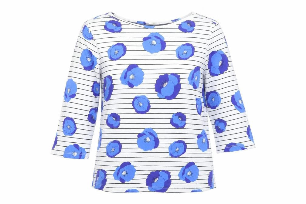 Womens UK Size 10 Cotton Traders Multicoloured Basic T-Shirt