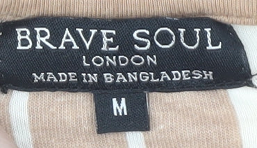 Womens UK Size M Brave Soul Beige Basic T-Shirt